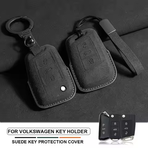Suede Car Key Case Cover Fob Keyring For VW Volkswagen Golf 7 MK7 Tiguan MK2 Golf 8 ID.3 ID.4 MK8 Cu