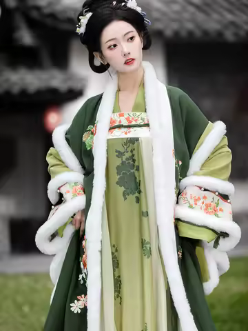 Warm Plu Heavy Embroidery Hanfu Women's Chest Length Traditional Tang Sle Daily Wear Cotton Blend Fa