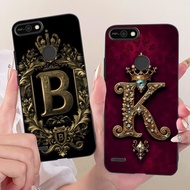 For Tecno Pop 2 2F Case B1c Cover Fashion Initial Letters Crown Soft Black Silicone Phone Cases For 
