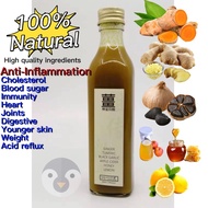 Ancient Goodness 100% Natural Turmeric, Black Garlic, Ginger, Apple Cider Vinegar, Honey &amp; Lemon 375ml Halal Vegetarian