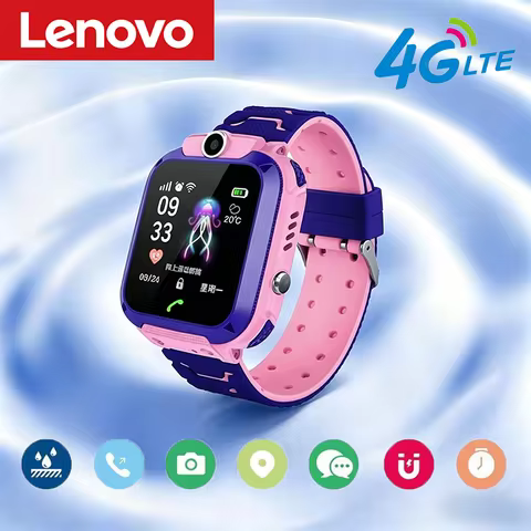 Lenovo GPS Tracking Waterproof Watch Mini Smart Children's Watch 4G Sim Card Call Camera Watch Birth