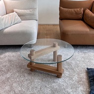 Round Coffee Table for Afternoon Tea, Glass Small Apartment High-End Modern Minimalist Living Room J