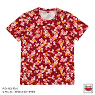 แตงโม (SUIKA) - เสื้อแตงโม เสื้อยืดคอกลม ลายพิมพ์ลายดอกไม้( P.O-132 )