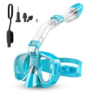 Snorkel Mask Foldable Diving Mask Set with System and Camera Mount Anti-Fog Professional Snorkeling