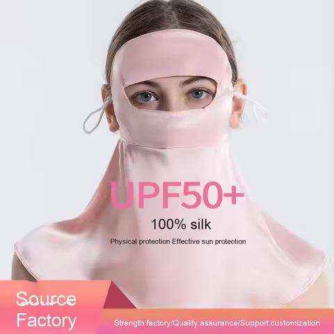 22 Momme Silk Hyaluronic Acid Face Mask UPF50+ UV Protection Full Face & Neck Guard Sunscreen Mask