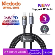 Mcdodo 100W USB-C Cable 36W PD Type C to Lightning Fast Charging Cable For iP 16 Pro Max 15 14 13 12