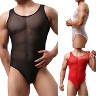 【fstyle】 Men Leotard Bodysuit Sheer Jockstrap Bulge
