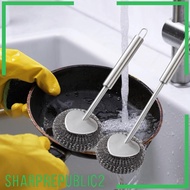 [Sharprepublic2] Kitchen Cleaning Brush Dishwashing Brush Dish Scrubber with Handle Multifunctional for Pots, Pans, Counter Cast Iron Brush