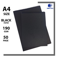 NOTEBOOK BLACK PAPER A4/SKETCHBOOK BLACK PAPER A4/ BLACK PAPER DRAWING BOOK A4/VERTIKAL/JURNAL/NOTEP
