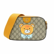 Gucci X  KAI聯名款 泰迪熊帆布斜背相機包(574886-焦糖色)