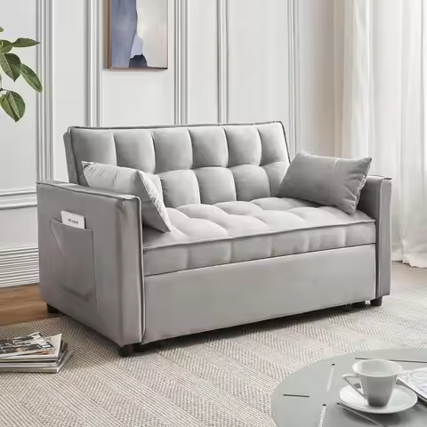 Sleeper Sofa Bed, 3 in 1 Sofa Bed Pull Out Couch Bed with Adjustable Backrest, Modern Sofa Bed for L