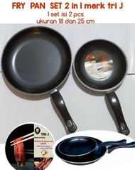READY STOK Teflon Set 2 Pcs Fry Pan Set 18 cm dan 25 cm / Gratis Packing Dus dan Bubble Wrap / Teplo