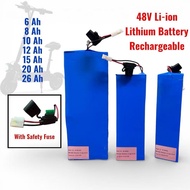 48V Lithium Battery Pack 6AH 8AH 10AH 12AH 15AH 20AH 26AH Li-Ion Batteri Electric Bicycle EScooter F