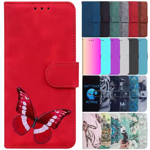 For Motorola Moto G34 Case Solid Color Printed Leather Flip Phone Case on For Moto G34 Cover MOTOG34
