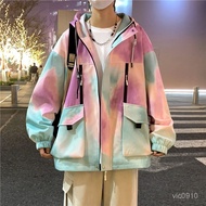Repurchase Rate 90% Gradient Color Hooded Jacket Men Spring Autumn Hong Kong Style Street Wear Teena
