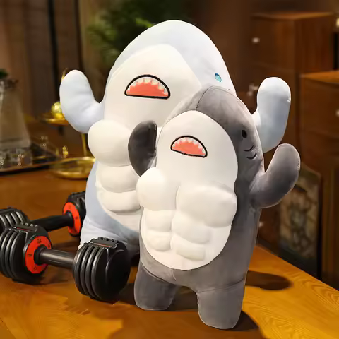 45/35CM Muscle Shark Plush Toys Stuffed Ocean Whale Fish Stuffed Animals Soft Plushie Pillow Dolls K