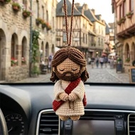 Handcrafted Crochet Jesus Figure Keychain with Long Hair & Robe, Christian Faith Pendant, Meaningful
