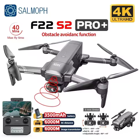 SJRC F22 S2 PRO+ Professional Drone With 4K EIS Camera GPS 6KM 2-axis Gimbal 40Mins FPV Obstacle Avo
