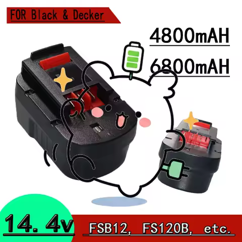 ✨📦NiMH Rechargeable Battery Black Decker 14.4V 4800/6800mAh Is Suitable For The Whole Black&Decker 1