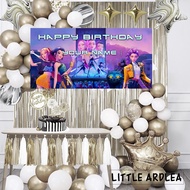 KPOP DEMON HUNTERS HUNTRIX BIRTHDAY BACKDROP BANNER 6FT X 3FT