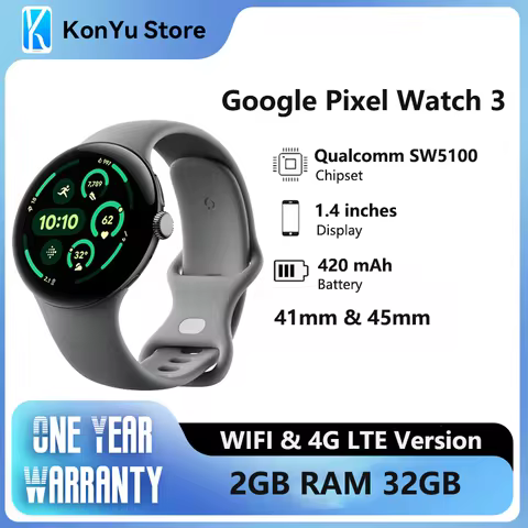 New Google Pixel Watch 3 41mm&45mm WIFI/LTE Version Qualcomm SW5100 Wear OS 5.0 2GB RAM 32 GB eMMC f