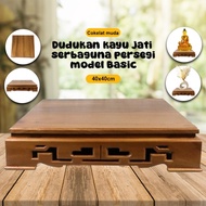 Multipurpose Square Teak Wood Base 40x40 Cm Light Brown