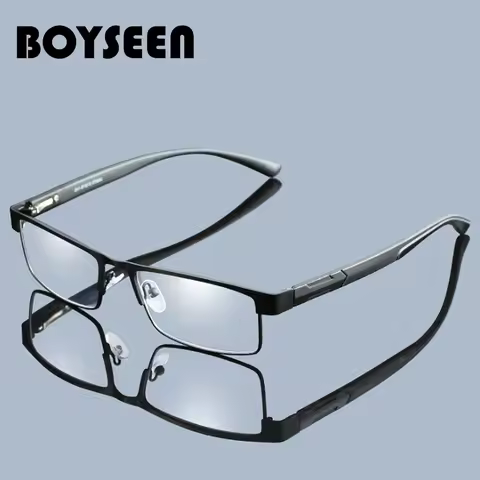 BOYSEEN Men Titanium alloy Reading Glasses Non spherical 12 Layer Coated lenses Retro Business Hyper