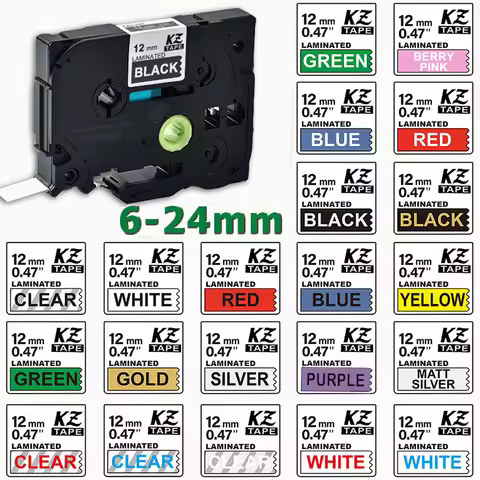 6-24mm Compatible TZe-231 TZe121 TZ335 241 251 345 Label Laminated Tape FOR PT-H110 PT-210D PT-E550W