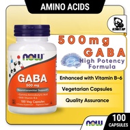 NOW Foods, GABA with Vitamin B-6, Amino Acids, Vegetarian, 500mg, 100 Veg Capsules