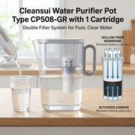 Cleansui Water Purifier Pot Type, with 1 Cartridge [Main Unit CP508-GR], Filtration Water Capacity: 