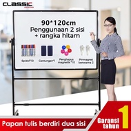 Whiteboard Standing Kaki 90x120 cm / Papan Tulis Whiteboard / Papan Tulis Magnet / Papan Tulis Stand