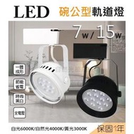 【自然光照明】LED 碗型軌道燈 15w 黑殼/白殼 白光/自然光/黃光 碗公型 台灣現貨 一年保固 全電壓