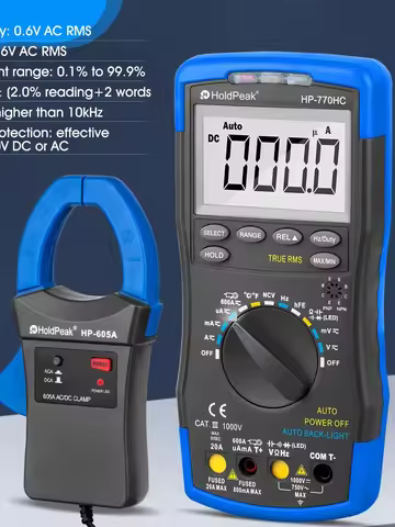 HoldPeak HP-770HC Digital Multimeter Tester True RMS Smart Autoranging Probe With NCV+HP-605A Clamp 