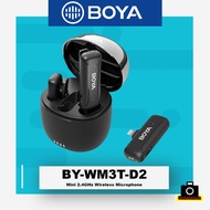 BOYA BY-WM3T Dual Wireless Lavalier Microphone for Camera, 2.4G Mini Lapel Clip-on Mic, Noise Reduction