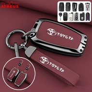 Toyota Car Key Case Zinc Alloy Red Leather Key Cover Full Wrap Cover Smart Key Case Anti-fall Protec