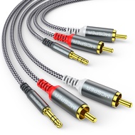 2-Pack RCA to 3.5mm AUX Cable, (6.6 Feet) 3.5 mm 1/8 to RCA 2-Male Headphone Jack Adapter Splitter P