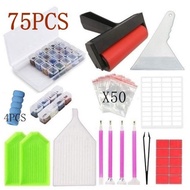 [In Stock] 22pcs/75pcs 5D Diamonds Painting Tools and Accessories Kits with Diamond Painting Roller &amp; Embroidery Box DIY Art 5D Embroidery Glue Cross Stitch Craft Tweezers Pen