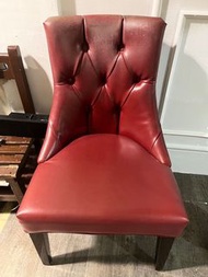 高椅背紅色皮革單人椅*2