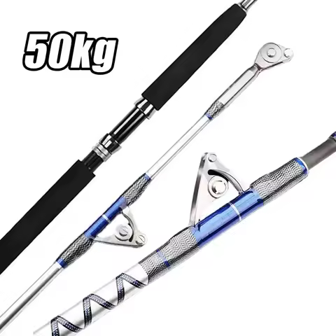 1.98M 2.1M Saltwater Spinning Big Game Fishing Rod 50kg 2 Piece Offshore Trolling Rod Sea Boat Fishi
