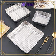 NIU BBQ Tray, 304 Stainless Steel Bakeware Tools Baking Pan,  Rectangle Non-stick Food Storage Plate