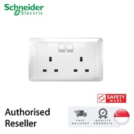 Schneider Affle Plus 13A Double Gang Switched Socket White
