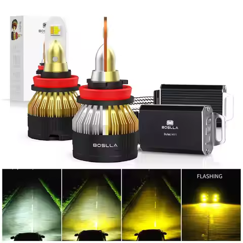 Boslla B4 3 Color LED Headlight Bulb 7200LM 60W Canbus H11 H4 H7 9005 9006 HB3 HB4 6500K/4300K/3000K