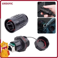 UXOUYIC Ethernet Socket, Dual Head CAT6 RJ45 Connector, Professional Dust Cap IP67 Waterproof Shield