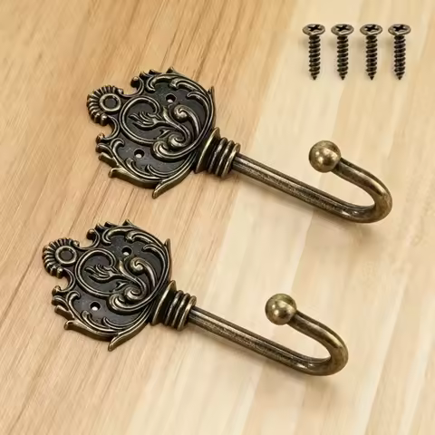 2Pcs European vintage style creative hook, a great home decoration item, with installation screws in