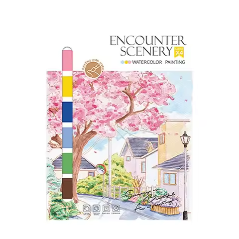 H3CA 4 Sheets Watercolor Painting Book with Paint Brush Coloring Book Gouache Book Kids Graffiti Pic