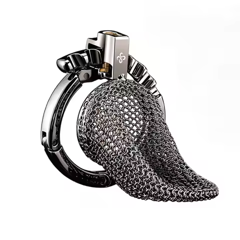 LOCKINK 316 Stainless Steel Mesh Chastity Cage, Breathable Metal Cock Cage Adjustable Base Ring, BDS