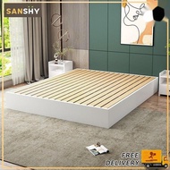 SANSHY Thicken Tatami Bed Frame Super Single/Queen/King Size Bed Frame Solid Wood Bed Frame Bed Fram