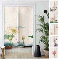 Customize Chinese Style Door Curtain for Bedroom Living Room Cotton Linen Partition Curtain for Kitchen Bedroom Long Shade Curtain Velcro