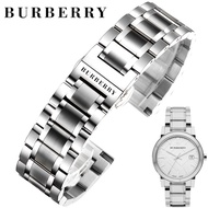 Burberry steel watch strap BURBERRY watch strap solid steel strap Burberry men's and women's watch chain butterfly buckle accessories 20