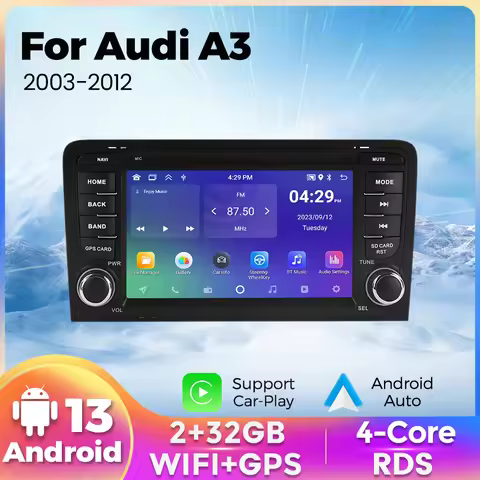 2 Din Android 13 Car Radio for Audi A3 8P S3 2003-2012 RS3 Sportback Carplay Multimedia Player GPS N